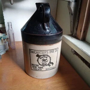 JARRA DE TINTA DE GRES THE CARTER'S INK CO PRINCIPIOS DE 1900 GALONES R.C.P.CO AKRON POTTERY - Imagen 1 de 10