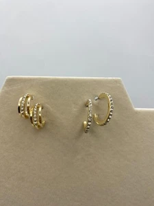 2 pc half-hoop set, rhinestone accents, post backing - Picture 1 of 5