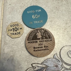 Rare Vintage Trade Tokens - 10-50-60 Cents - See Photos - Picture 1 of 3