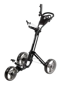 Golf Push Cart 3 Wheel with Foot Brake – 1-Second Fold/Unfold, Black/Charcoal - Picture 1 of 7