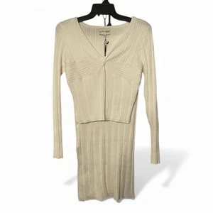 Freshman 1996 Pullover Strick Cropped Top & Maxirock Lg weiß vorne gedreht neu mit Etikett - Bild 1 von 13