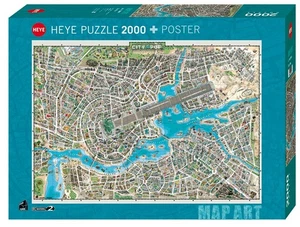 NEW Heye Jigsaw Puzzle 2000 Pieces 12+ Ages Map Art City of Pop - Picture 1 of 2