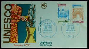 107.FRANCE 1981 SET/2 STAMP UNESCO , BUDDHISM  FDC - Picture 1 of 1