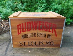 Caja de madera vintage de aniversario de cerveza Anheuser-Busch Budweiser 1876-1976 - Imagen 1 de 8