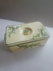Rare Moriyama Refrigerator Dish Made in Japan Green Cherry Blossom VG Condition - Picture 1 of 11