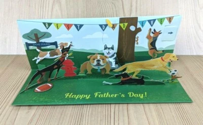 Happy Father’s Day 3D Panoramic Pop Up Greeting Card Up With Paper "Dog Park" - Image 1 of 4