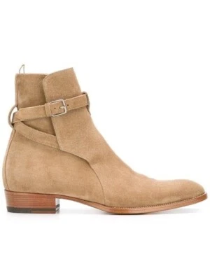 Hecho a mano Hombres Beige Gamuza Jodhpur Botas, Hombres Cuero Zapatos de vestir para hombre Foto 1 de 4