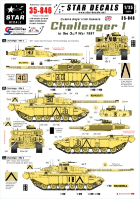 Star Decals 1/35  Challenger I in the Gulf War 1991 QRIH decals 35846 x - Image 1 of 2