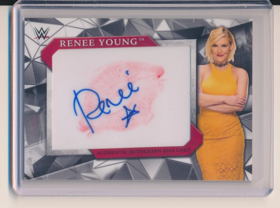 2017 Topps WWE Renee Young Kiss Card Auto #11/25 Paquette - Image 1 of 2