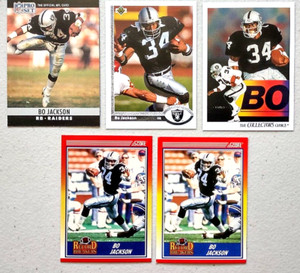Bo Jackson Football Card Lot Of 5 1990-1991 Upper Deck Score Oakland Raiders