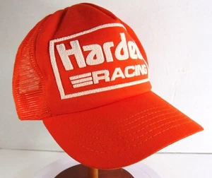 Vintage Hardees Racing Snapback Trucker Hat Puff Print 1980s Nascar - Picture 1 of 8