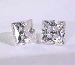 Square Cut White High quality Sapphire Lab Created AAAA+ Loose Gemstone 10Pcs - Picture 1 of 5