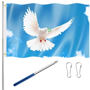 Friedensfahne 150 X 90 Cm Tauben Gartenflagge Himmel Fahne Friedenstaube Flagge - Bild 1 von 12
