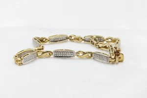 9ct Yellow Gold Diamond 7" Inch Bracelet 5g - 1533017 -B - Picture 1 of 17