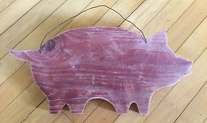 Rustikaler Holz Schwein Schlüsselanhänger Haken Wandbehang Landhaus Deko - Bild 1 von 2