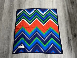 Vintage 80s 90s Yves Saint Laurent Diamond Zig Zag Multi Color Silk Scarf - Picture 1 of 13