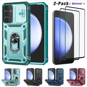 For Samsung Galaxy S23 FE Rugged Hard Ring Stand Phone Case Cover Tempered Glass - Picture 1 of 40