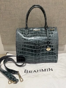 Borsa a tracolla originale NUOVA BRAHMIN CAROLINE in pelle verde - Foto 1 di 9