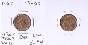 TONGA 1 ceniti 1967 King Taufa'ahau Tupou IV, Giant Tortoise - Picture 1 of 1