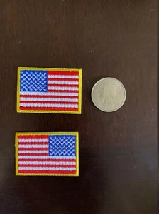 (2) Small American Flag Patch iron on - 1.75" x 1.25" - Regular and Reversed - Picture 1 of 2
