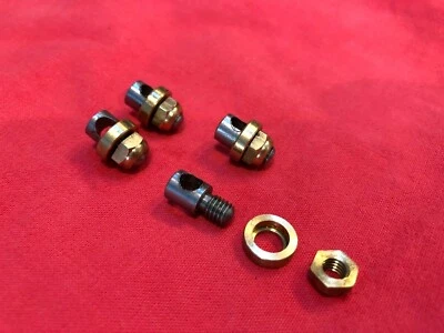 NOS 4 serre tringle acier laiton garde boue vélo ancien vintage 1950 Lefol Herse - Photo 1/2