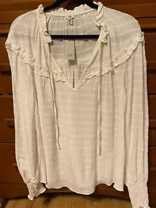 NWT River Island Top White Blouse Peasant Boho Victorian UK 14 US 10 Large Artsy - Picture 1 of 9
