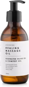 Massage Oil - Healing Ozonated Olive Oil & Comfrey Oil, Unscented, 200ml Glass B - Picture 1 of 3