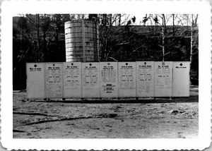 US Army Camp Division Logos Signs South Korea Photo 1953 Korean War Vtg Snapshot - Picture 1 of 3