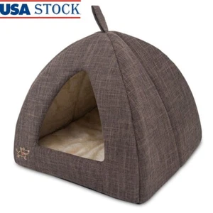 Plush Pet Tent Bed Cat Dog Indoor Soft Cushion Cozy Hideaway Tent House Medium - Picture 1 of 4