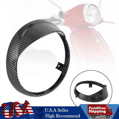 Headlight Guard Shield Cover Grille Carbon Fit For Vespa Primavera 125 150 14-21 - Image 1 of 4