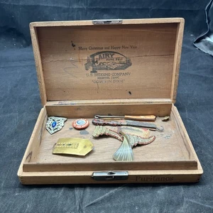 Vintage Junk Box With Jewlery, Pins, Pencils And Tools @39 - Picture 1 of 9