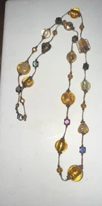 Collana Vintage Aventurina Fiore e Foglio Vetro Arte Murano e Perline Cristallo AB - Foto 1 di 11