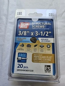 1 Pz 20 Pz -Viti Strutturali Grip Rite Doppia Guida Rondella Esagonale Nero 3/8"x3-1/2" - Foto 1 di 5