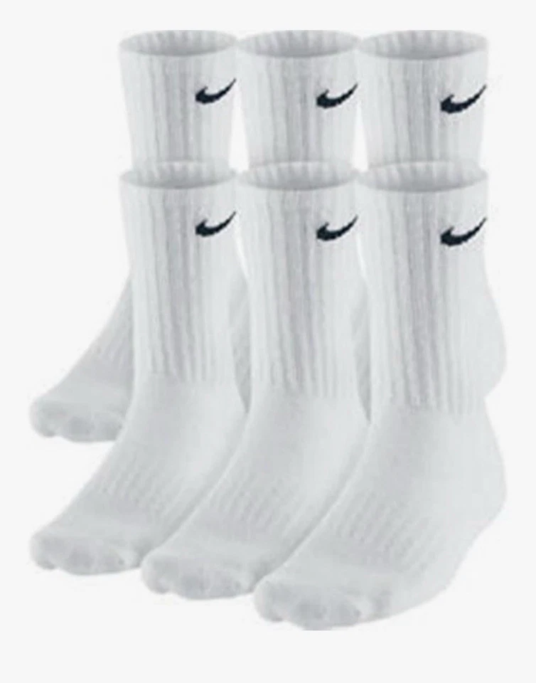 Nike Dri Fit Calcetines Secos Acolchados Algodón Crew 6 Pares GRANDES BLANCOS Foto 1 de 4