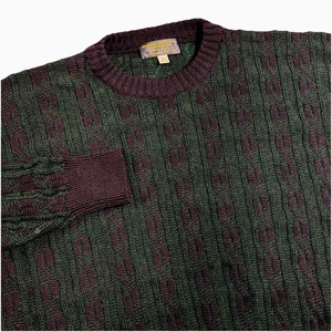 Maglione vintage Brooks Brothers incorniciato a mano 100% lana maglia cavo XL verde navy - Foto 1 di 7