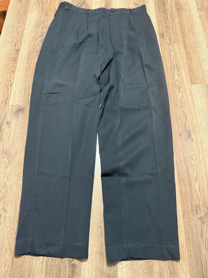 Adolfo 男式裤子 34x30 码,黑色,正装裤 41 英寸长 — 第 1/4 张图片