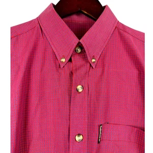 Timberland Weathergear camicia uomo rosso blu Gingham manica corta con bottoni - Foto 1 di 6