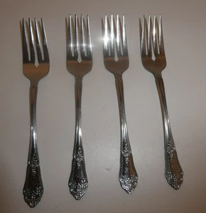 Set 4 forchette per insalata posate ROGERS Co ALEXIS Korea acciaio inox vintage - Foto 1 di 9