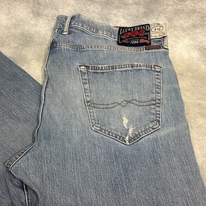 LUCKY BRAND 410 Athletic Slim Jeans 42 x 32 Button Fly Distressed Denim Mens - Picture 1 of 9