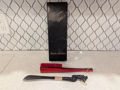 Vintage Made In Japan Black Dragon Head  Brush & Shoe Horn Set - Image 1 of 4