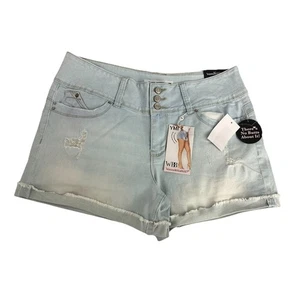 YMI Junior's Wannabettabutt 3button Mid Rise Cuffed Hem Stretch Rips+whiskers 11 - Picture 1 of 15