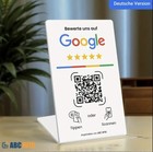 Google Bewertung Aufsteller mit NFC & QR-Code | Deutsche Version | Weiß | NEU 