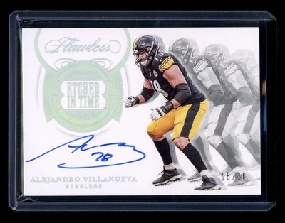 2020 Panini Flawless Etched In Time Alejandro Villanueva Silver Holo Auto /20 - Image 1 of 2