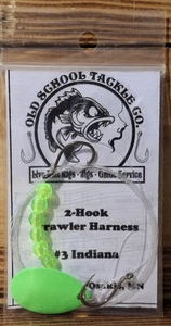 Qty 3 - 2-Hook Crawler Harness - #3 Indiana Blade - 15lb/48" - Matte Neon Pink - Picture 1 of 3