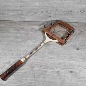 Badmintonschläger Kopfpresse Holz Vintage Slazenger Flight Commander + Dunlop - Bild 1 von 9