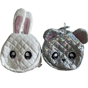 2 Na! Na! Na! Surprise White Bunny & Gray Panda Carrying Case Tote Bag Keychain - Picture 1 of 8
