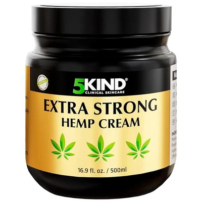 5kind Extra Strong Hemp Cream 500ml - High Strength Hemp Oil and Arnica Cream -