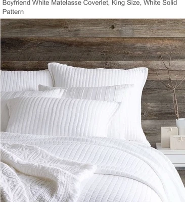 Pine Cone Hill Boyfriend  ? Matelasse Cotton KING Coverlet White - Image 1 of 4