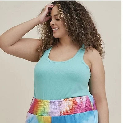 Camiseta de playa informal para mujer Torrid grande verde azulado sin mangas para nadar Foto 1 de 4