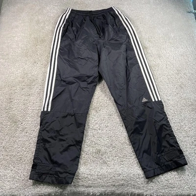 Pantalones Adidas De Colección Para Hombre Medianos Negros Blancos Tres Rayas Cortavientos Y2K Pista Foto 1 de 4